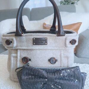 Kate Spade Grey and Brown Women's Bag with Kate Spade Sequin Cluth Bluish Grey